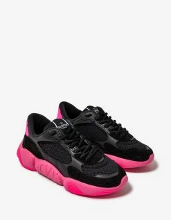 Valentino Garavani Black Bubbleback Mesh And Suede Trainers