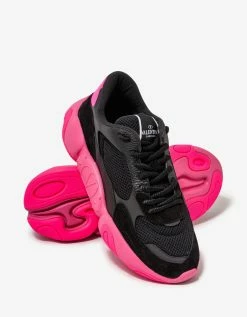 Valentino Garavani Black Bubbleback Mesh And Suede Trainers