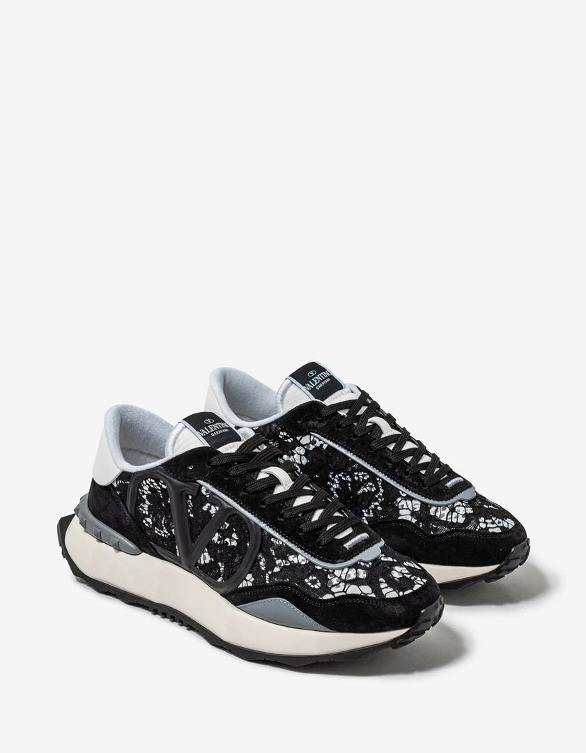 Outlet π Valentino Garavani Black & Grey Lace & Mesh Lacerunner Trainers β 3 Valentino Garavani Black & Grey Lace & Mesh Lacerunner Trainers