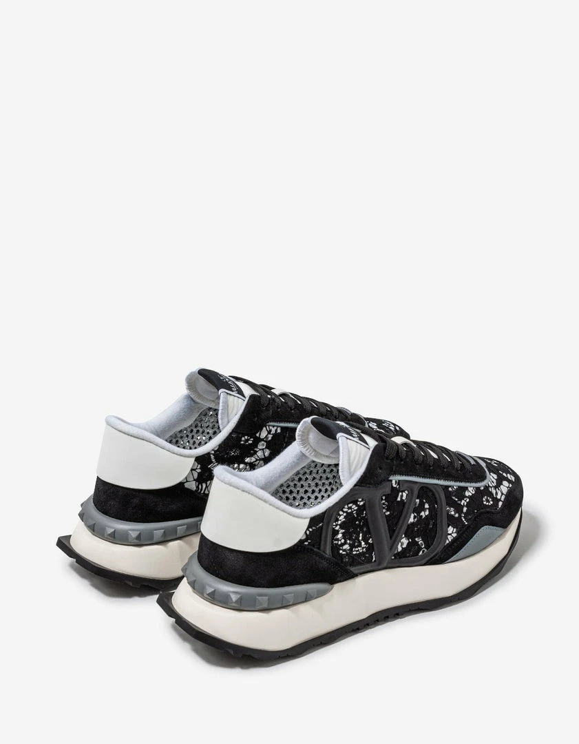 Outlet π Valentino Garavani Black & Grey Lace & Mesh Lacerunner Trainers β 9 Valentino Garavani Black & Grey Lace & Mesh Lacerunner Trainers