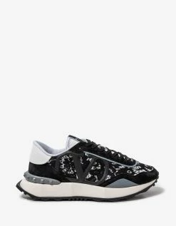 Valentino Garavani Black & Grey Lace & Mesh Lacerunner Trainers