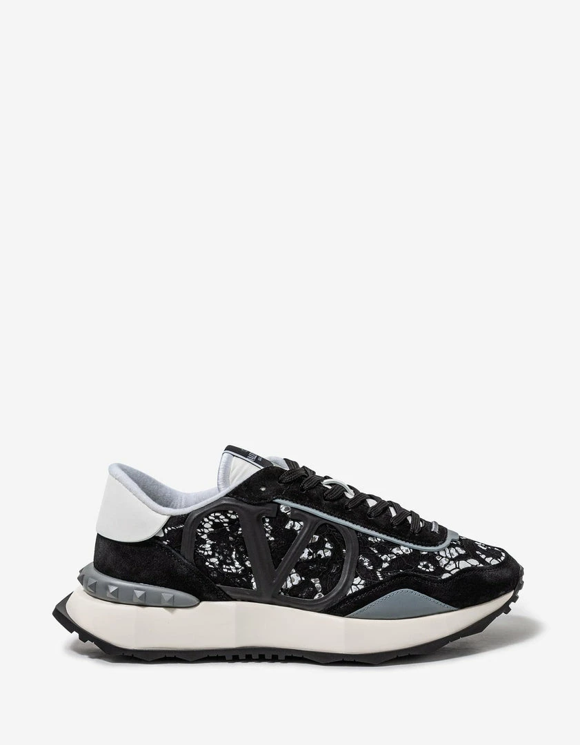 Outlet π Valentino Garavani Black & Grey Lace & Mesh Lacerunner Trainers β 4 Valentino Garavani Black & Grey Lace & Mesh Lacerunner Trainers