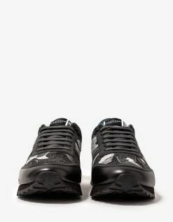 Valentino Garavani Black & Grey Wool Felt Camo Rockrunner Trainers