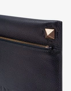 Valentino Garavani Black Identity Leather Clutch