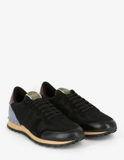 Valentino Garavani Black Nylon Mesh Rockrunner Trainers