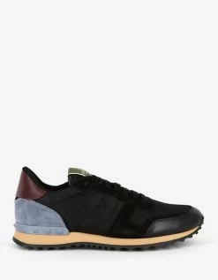 Valentino Garavani Black Nylon Mesh Rockrunner Trainers