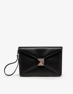 Valentino Garavani Accessories Black One Stud Nappa Clutch Bag