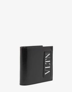 Valentino Garavani Black Patent Leather VLTN Billfold Wallet
