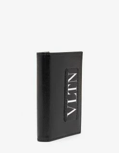 Valentino Garavani Black Patent Leather VLTN Card Wallet Accessories