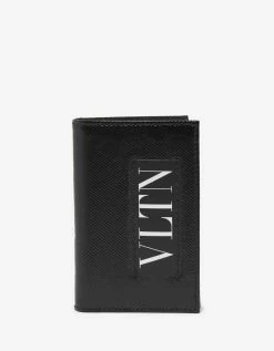 Valentino Garavani Black Patent Leather VLTN Card Wallet Accessories