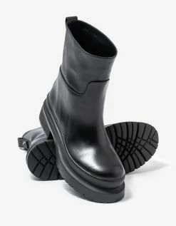 Valentino Garavani Black Roman Stud Leather Ankle Boots