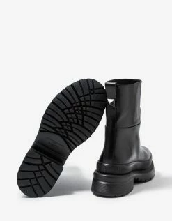 Valentino Garavani Black Roman Stud Leather Ankle Boots