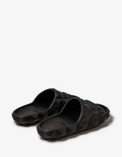 Valentino Garavani Black Roman Stud Turtle Slide Sandals