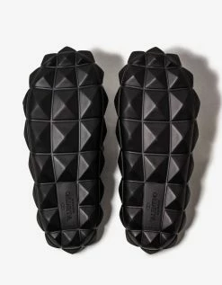 Valentino Garavani Black Roman Stud Turtle Slide Sandals