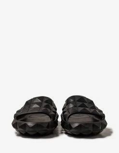 Valentino Garavani Black Roman Stud Turtle Slide Sandals