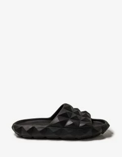 Valentino Garavani Black Roman Stud Turtle Slide Sandals