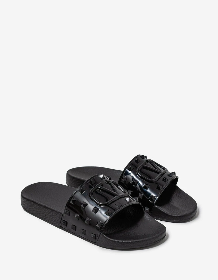 Wholesale ๐ Valentino Garavani Black โ๏ธ Summer VLogo Signature Slide ๐ฉด Sandals ๐งจ 3 Valentino Garavani Black Summer VLogo Signature Slide Sandals