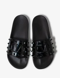 Wholesale ๐ Valentino Garavani Black โ๏ธ Summer VLogo Signature Slide ๐ฉด Sandals ๐งจ 12 Valentino Garavani Black Summer VLogo Signature Slide Sandals