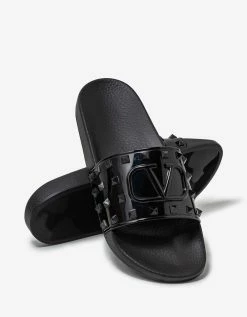 Wholesale ๐ Valentino Garavani Black โ๏ธ Summer VLogo Signature Slide ๐ฉด Sandals ๐งจ 15 Valentino Garavani Black Summer VLogo Signature Slide Sandals