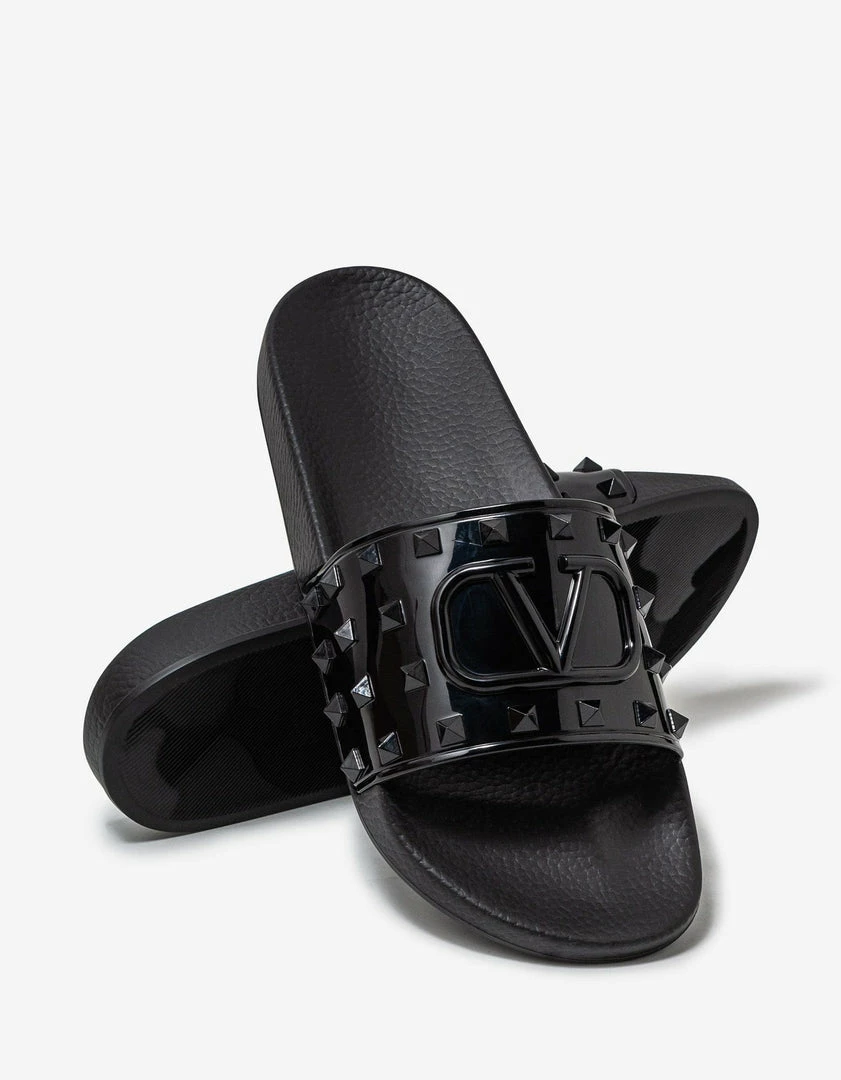 Wholesale ๐ Valentino Garavani Black โ๏ธ Summer VLogo Signature Slide ๐ฉด Sandals ๐งจ 9 Valentino Garavani Black Summer VLogo Signature Slide Sandals