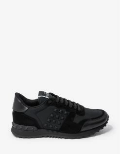 Valentino Garavani Black Textile Rockstud Rockrunner Trainers