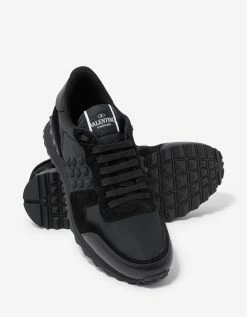 Valentino Garavani Black Textile Rockstud Rockrunner Trainers