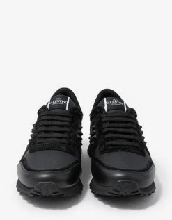 Valentino Garavani Black Textile Rockstud Rockrunner Trainers