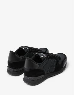 Valentino Garavani Black Textile Rockstud Rockrunner Trainers