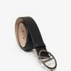 Valentino Garavani Black 'V' Buckle Grain Leather Belt