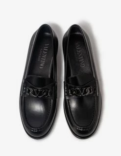 Valentino Garavani Black VLogo Chain Loafers