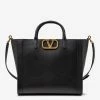 Valentino Garavani Black VLogo Signature Leather Tote Bag Accessories