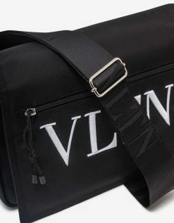 Valentino Garavani Black VLTN Nylon Messenger Bag