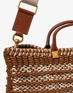 Valentino Garavani Bags Brown Leather And Crochet Tote Bag