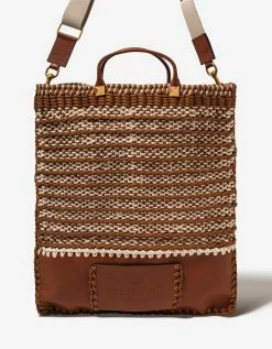 Valentino Garavani Bags Brown Leather And Crochet Tote Bag