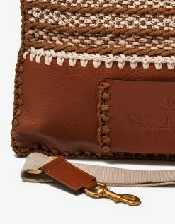 Valentino Garavani Bags Brown Leather And Crochet Tote Bag