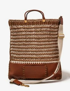 Valentino Garavani Bags Brown Leather And Crochet Tote Bag