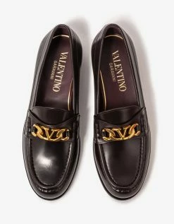 Valentino Garavani Brown VLogo Chain Loafers