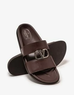 Top 10 👏 Valentino Garavani Brown VLogo Slide 🩴 Sandals 🎉 14 Valentino Garavani Brown VLogo Slide Sandals