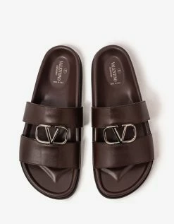 Top 10 👏 Valentino Garavani Brown VLogo Slide 🩴 Sandals 🎉 12 Valentino Garavani Brown VLogo Slide Sandals