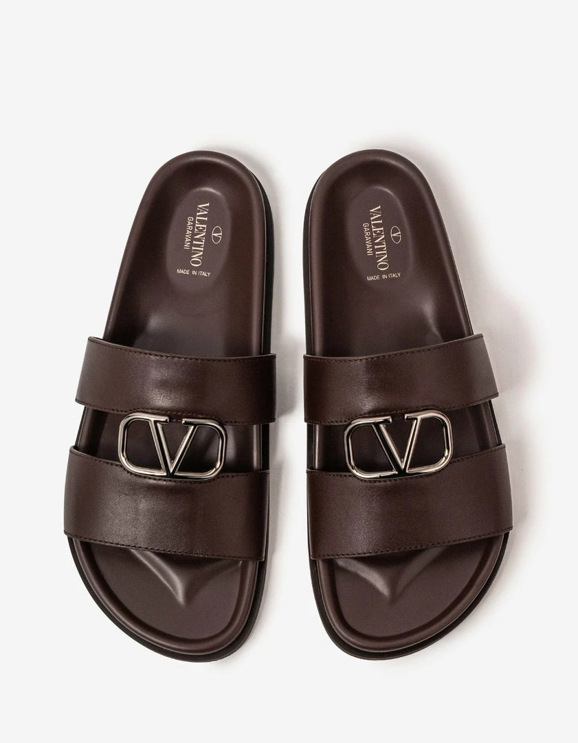 Top 10 👏 Valentino Garavani Brown VLogo Slide 🩴 Sandals 🎉 6 Valentino Garavani Brown VLogo Slide Sandals