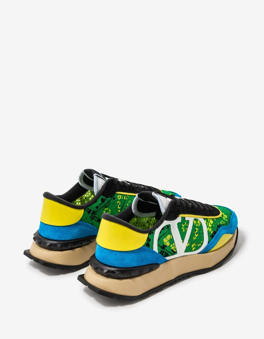 Budget π Valentino Garavani Green & Blue Lace & Mesh Lacerunner Trainers π 12 Valentino Garavani Green & Blue Lace & Mesh Lacerunner Trainers
