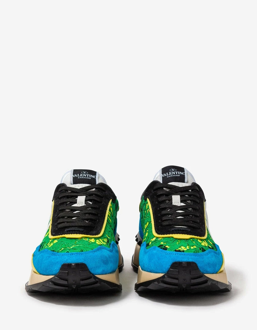 Budget π Valentino Garavani Green & Blue Lace & Mesh Lacerunner Trainers π 10 Valentino Garavani Green & Blue Lace & Mesh Lacerunner Trainers