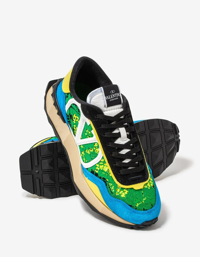 Budget π Valentino Garavani Green & Blue Lace & Mesh Lacerunner Trainers π 11 Valentino Garavani Green & Blue Lace & Mesh Lacerunner Trainers