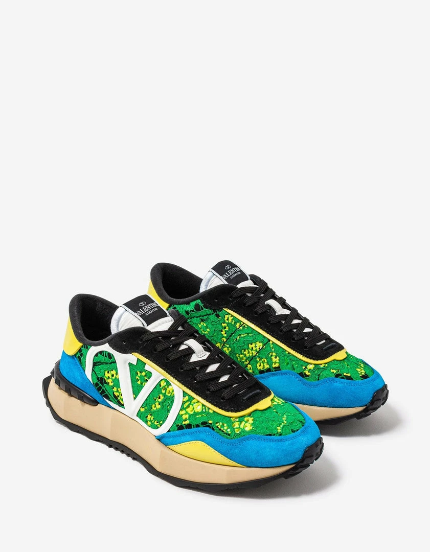 Budget π Valentino Garavani Green & Blue Lace & Mesh Lacerunner Trainers π 3 Valentino Garavani Green & Blue Lace & Mesh Lacerunner Trainers
