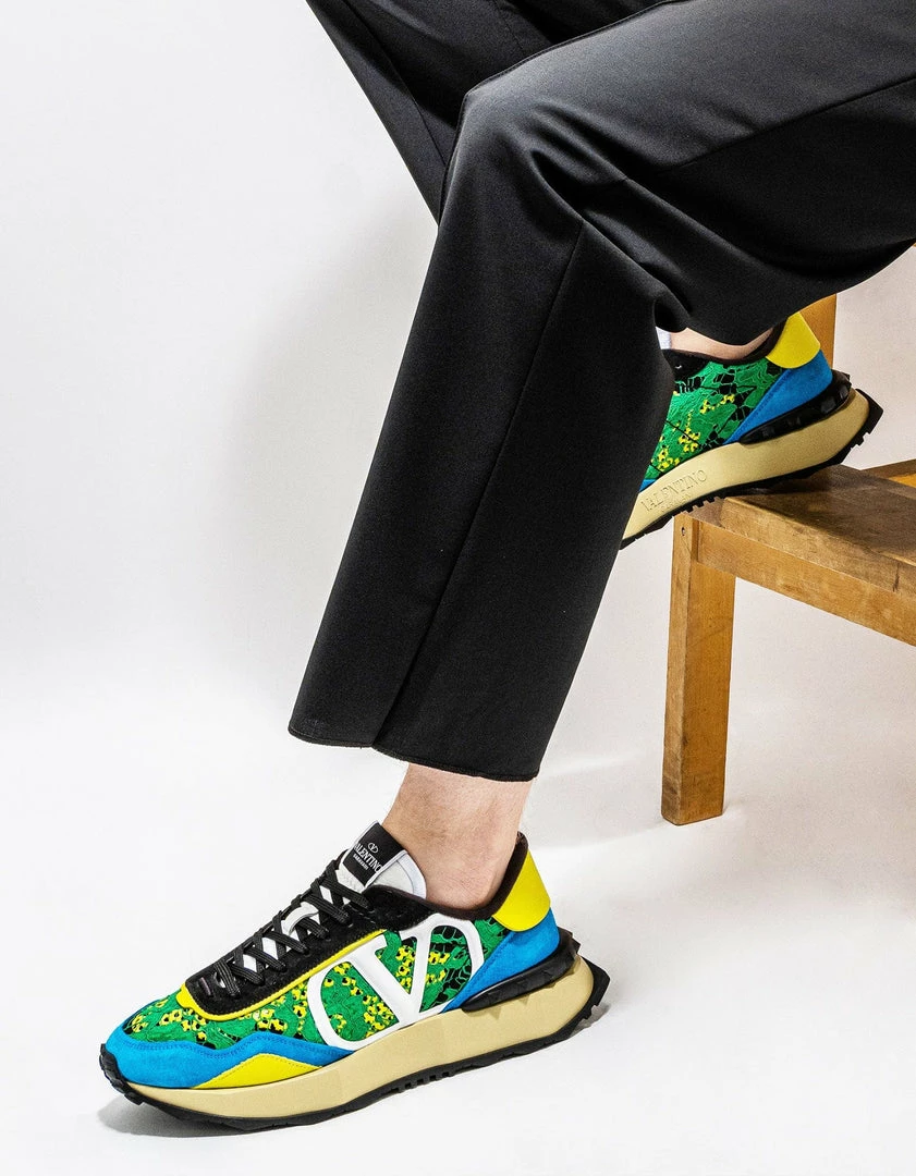 Budget π Valentino Garavani Green & Blue Lace & Mesh Lacerunner Trainers π 4 Valentino Garavani Green & Blue Lace & Mesh Lacerunner Trainers
