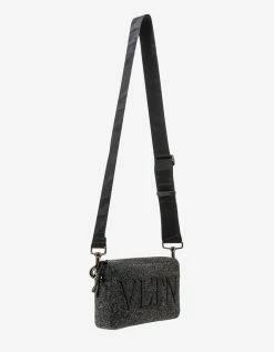 Valentino Garavani Grey VLTN Felt Crossbody Bag Accessories