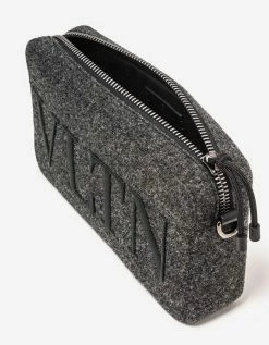 Valentino Garavani Grey VLTN Felt Crossbody Bag Accessories