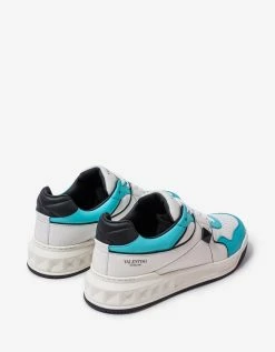 Valentino Garavani White & Blue One Stud Trainers