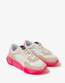 Valentino Garavani White Bubbleback Mesh And Suede Trainers
