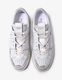 Valentino Garavani White Distressed VL7N Trainers With Bands